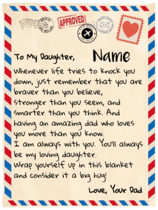 Personalized To My Daughter Blanket - Love Dad