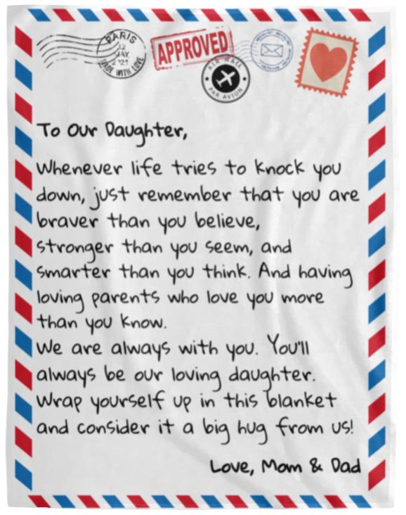 To Our Daughter Letter Blanket - From Mom & Dad