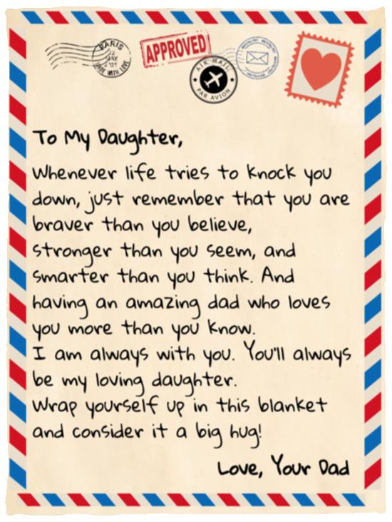 To My Daughter Letter Blanket - Love Dad