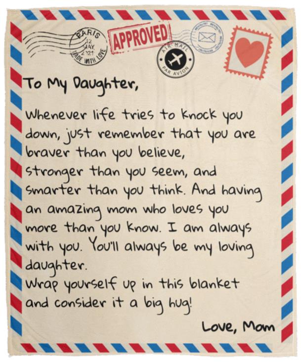 To My Daughter - Love Mom - Letter Blanket