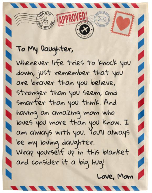 To My Daughter - Love Mom - Letter Blanket