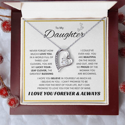 To My Daughter l Forever Love Necklace l Gold Square