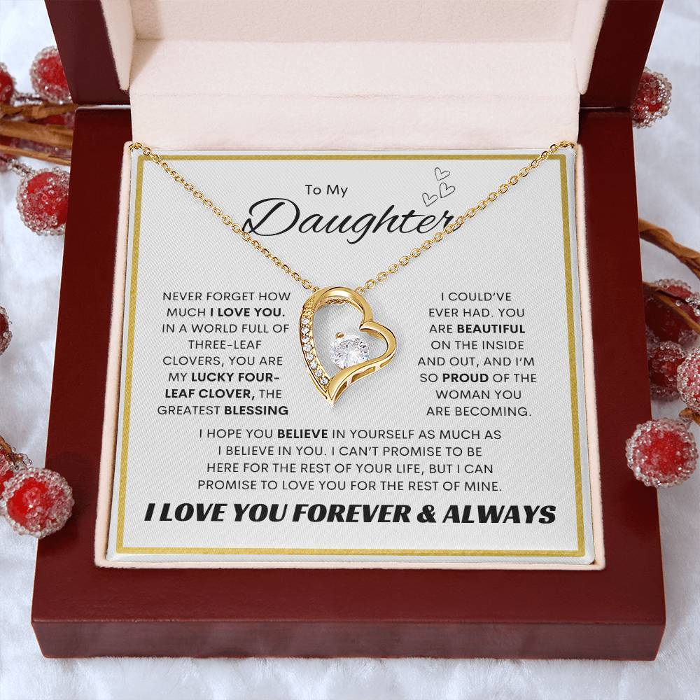 To My Daughter l Forever Love Necklace l Gold Square