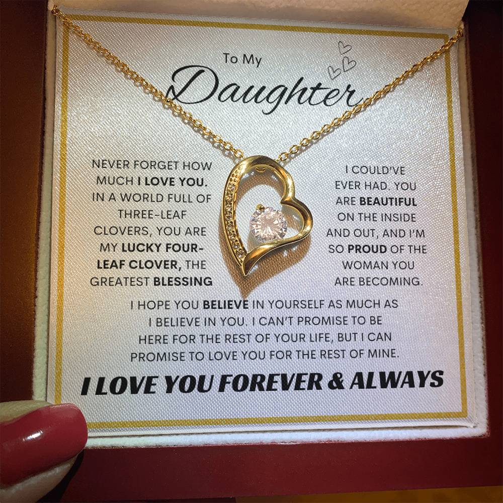 To My Daughter l Forever Love Necklace l Gold Square