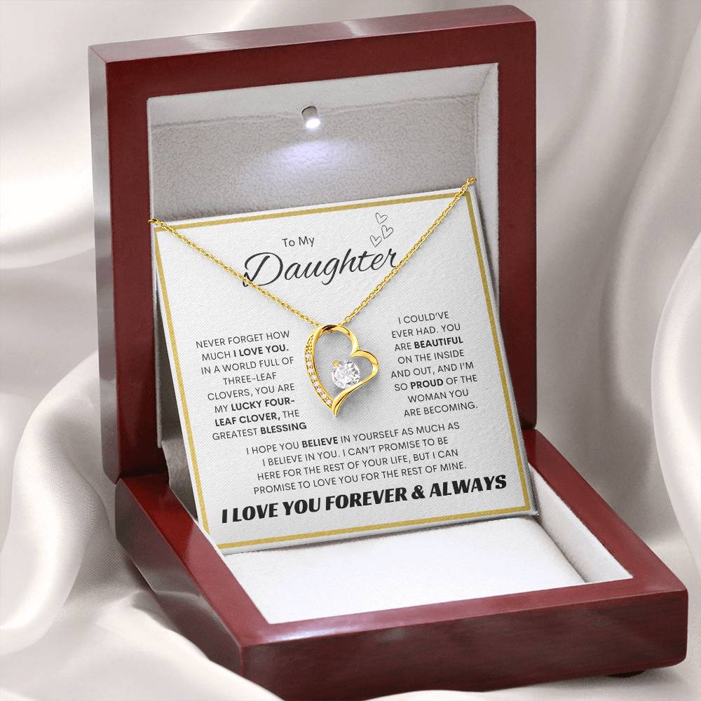 To My Daughter l Forever Love Necklace l Gold Square