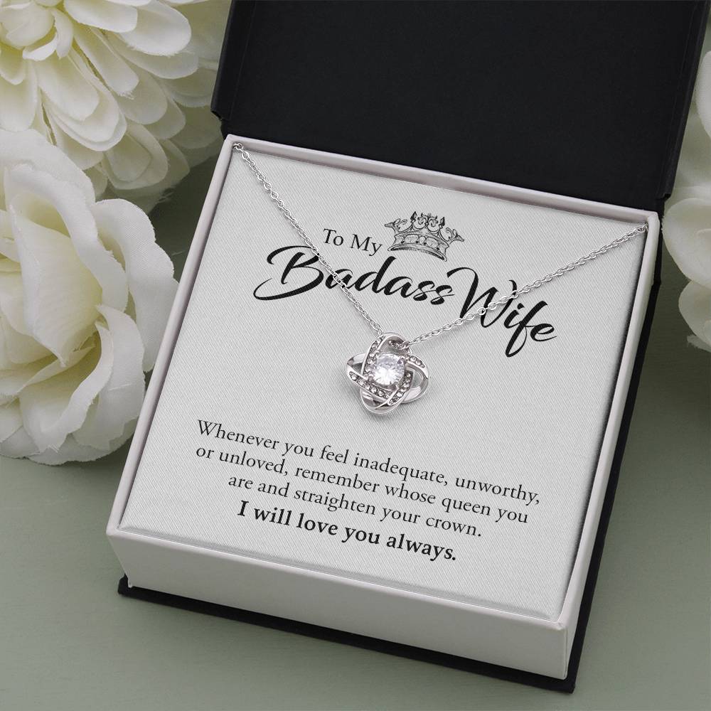 To My Badass Wife | I Will Love You Always - Love Knot Necklace