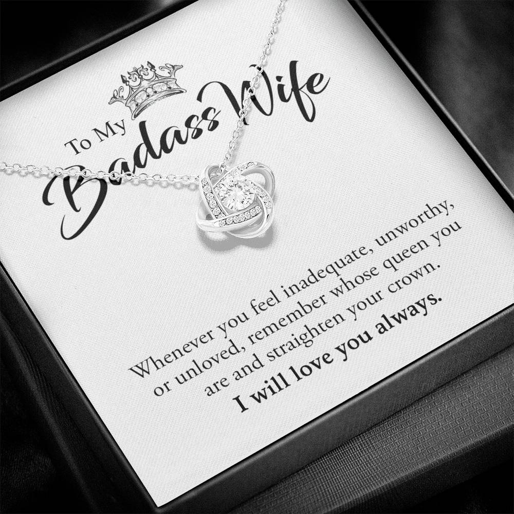 To My Badass Wife | I Will Love You Always - Love Knot Necklace