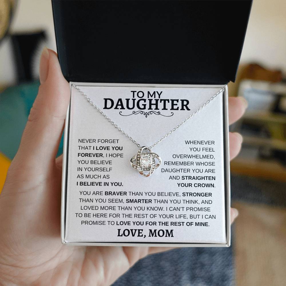 Beautiful Gift - For Daughter From Mom "Never Forget That I Love You" Necklace