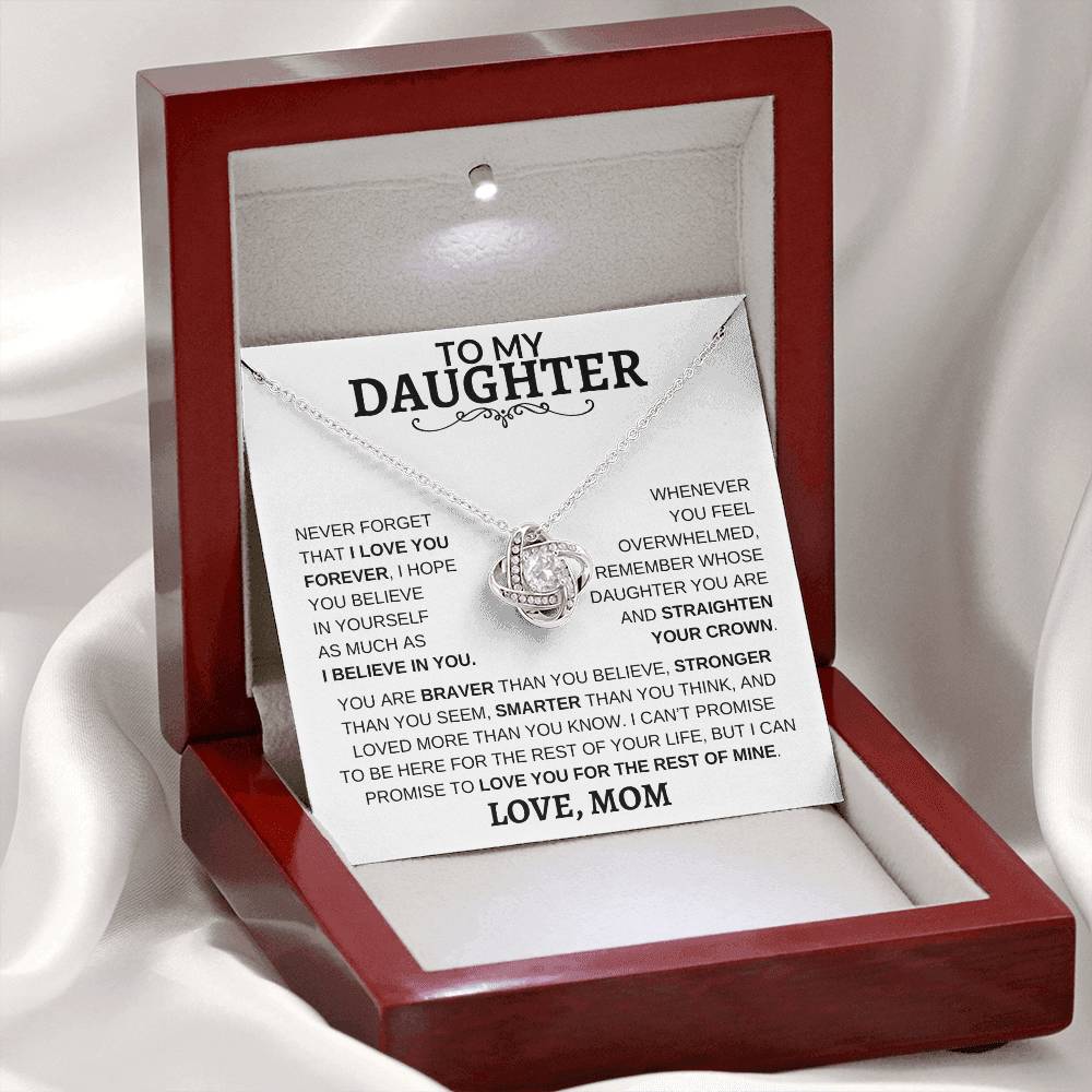 Beautiful Gift - For Daughter From Mom "Never Forget That I Love You" Necklace