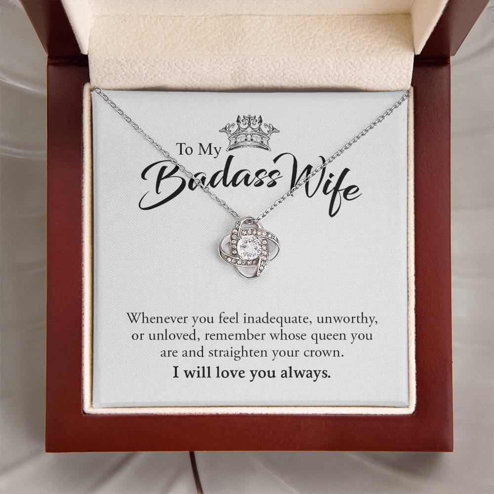 To My Badass Wife | I Will Love You Always - Love Knot Necklace