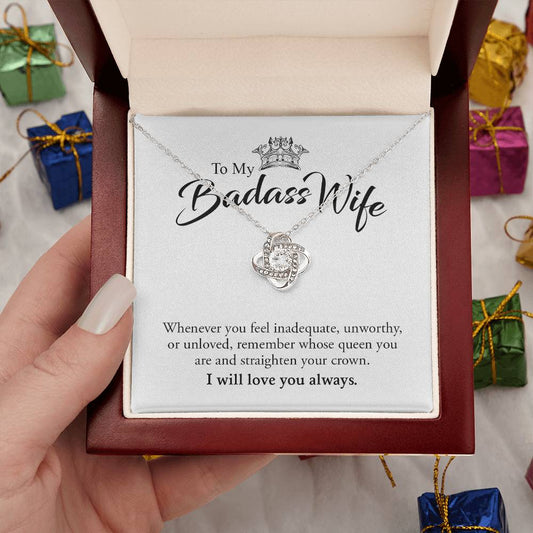 To My Badass Wife | I Will Love You Always - Love Knot Necklace