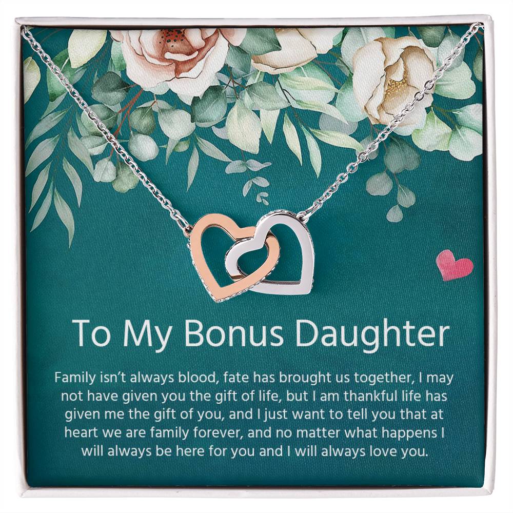 To My Bonus Daughter | I Will Always Love You - Interlocking Hearts necklace