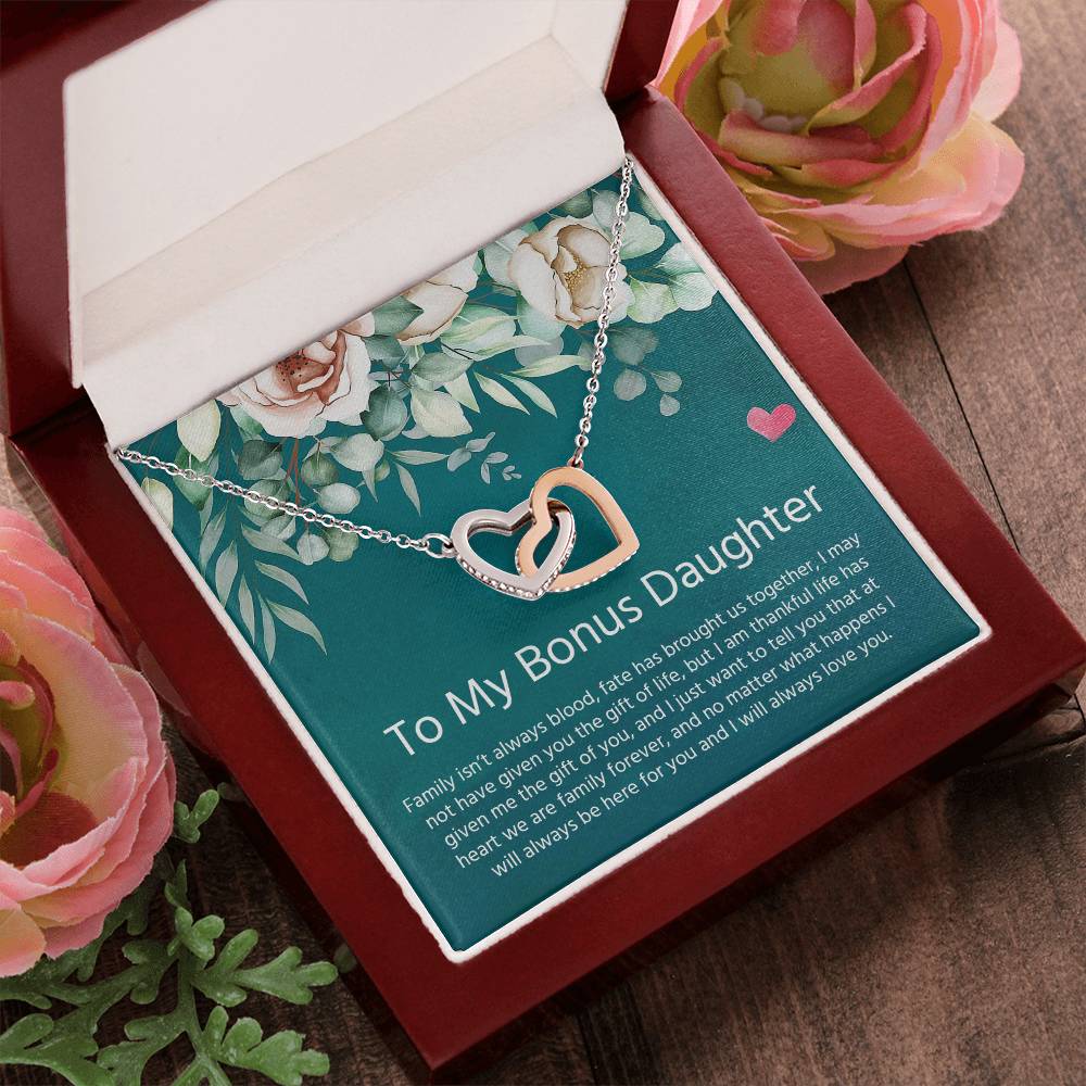 To My Bonus Daughter | I Will Always Love You - Interlocking Hearts necklace