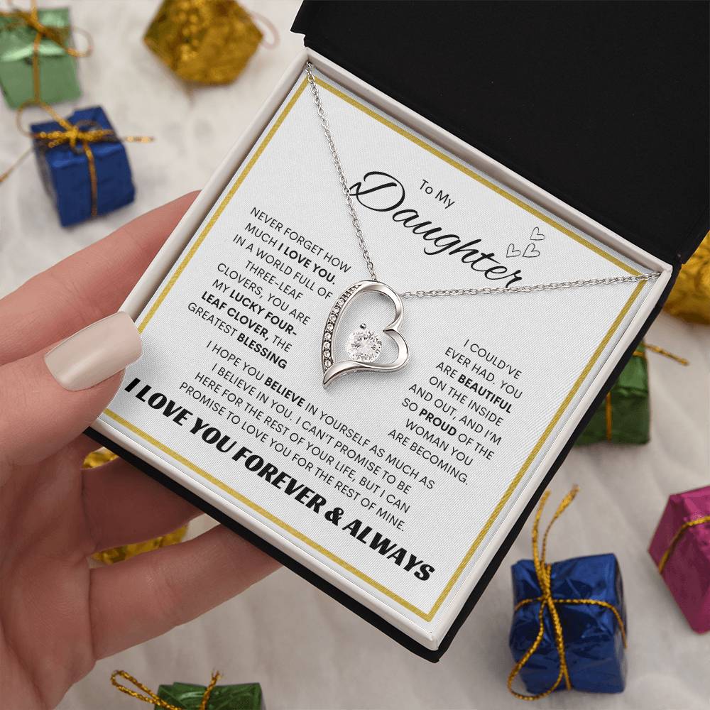 To My Daughter l Forever Love Necklace l Gold Square