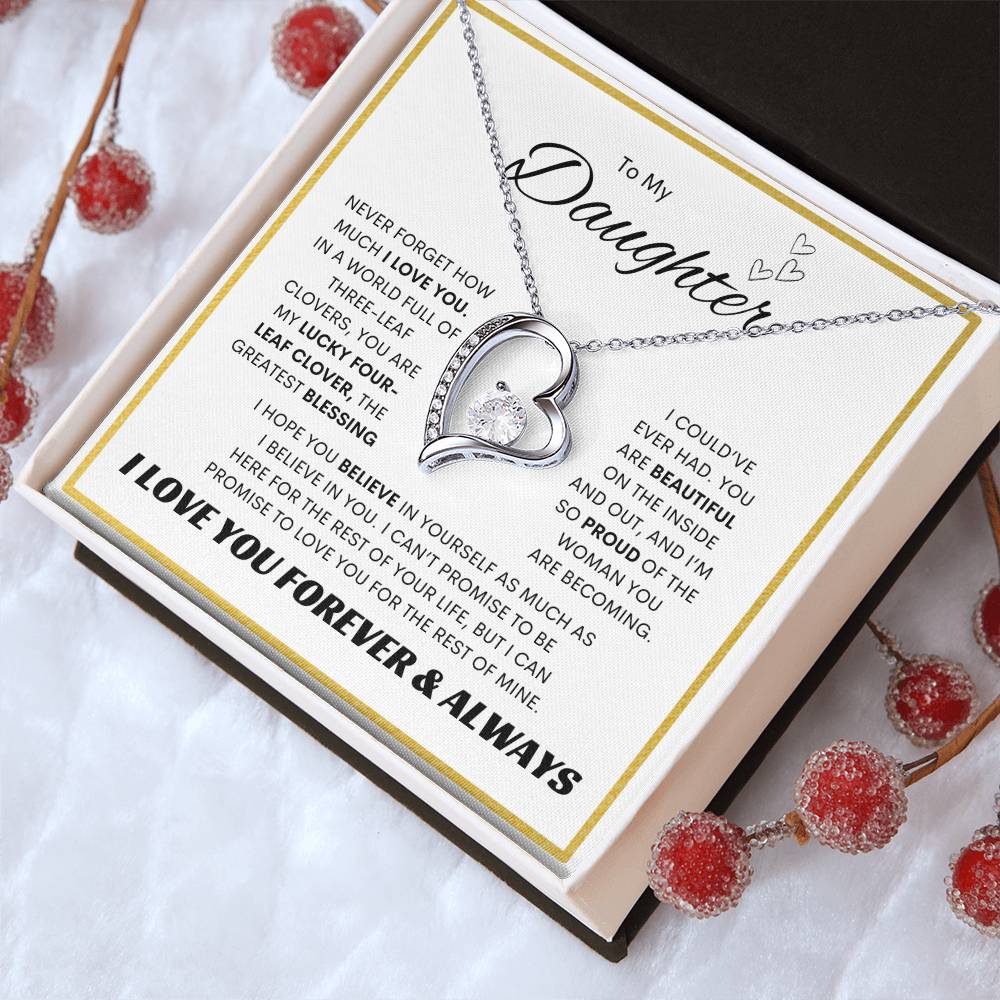 To My Daughter l Forever Love Necklace l Gold Square