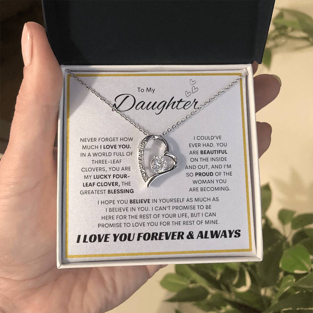 To My Daughter l Forever Love Necklace l Gold Square