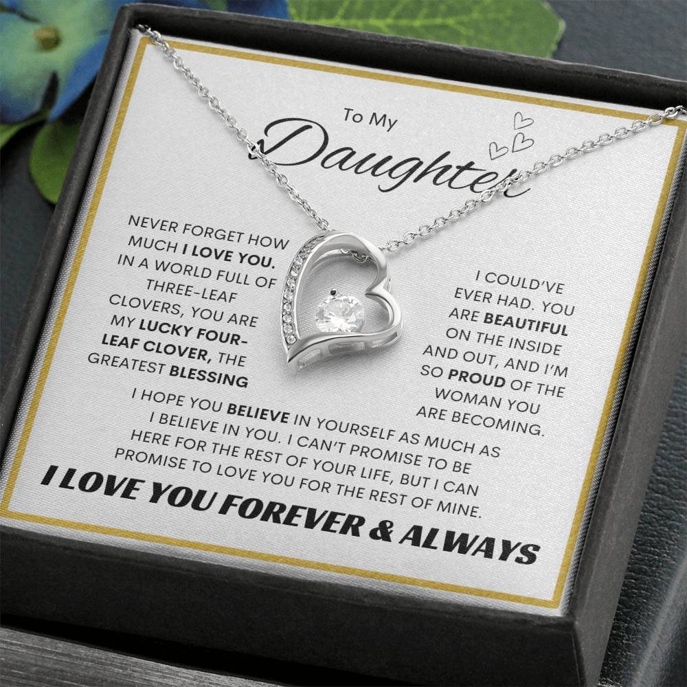 To My Daughter l Forever Love Necklace l Gold Square