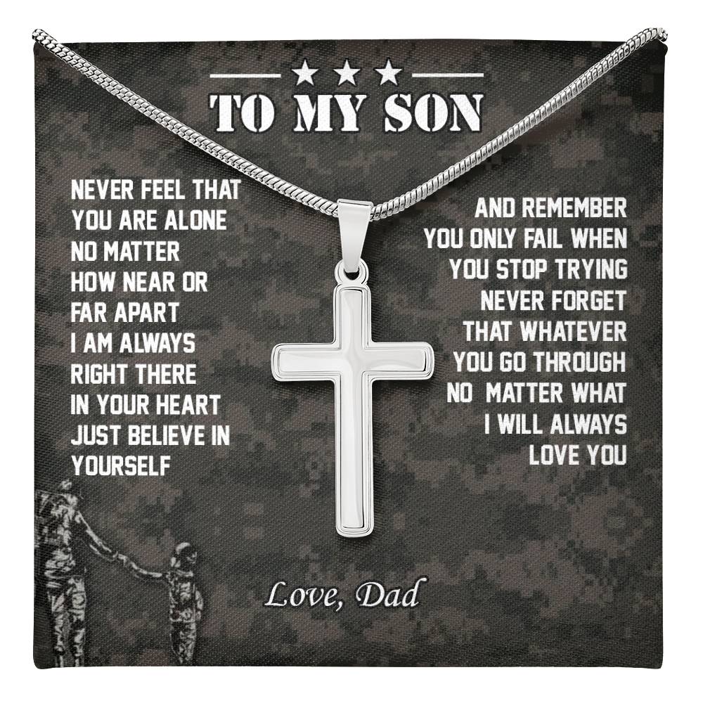 To My Son | I Will Always Love You - Stainless Steel Cross Necklace