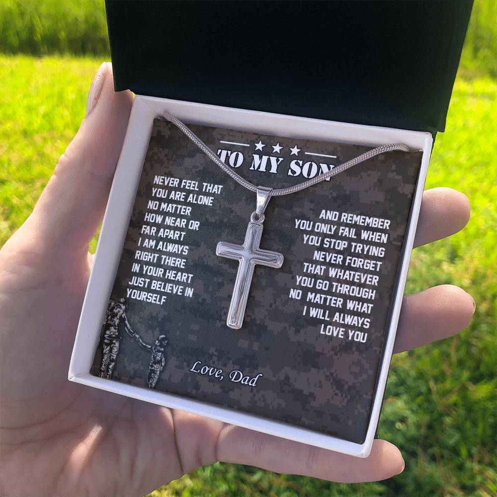 To My Son | I Will Always Love You - Stainless Steel Cross Necklace