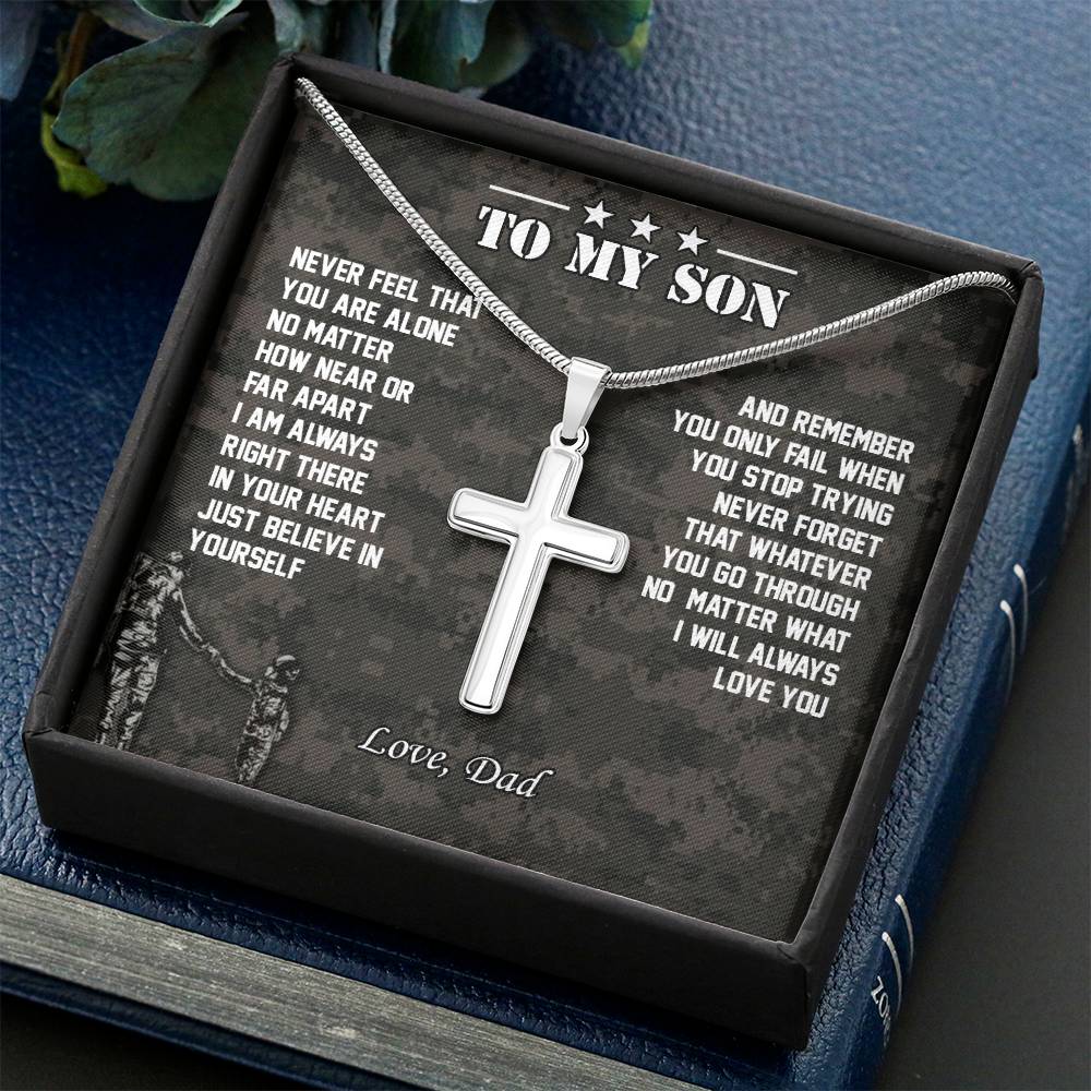 To My Son | I Will Always Love You - Stainless Steel Cross Necklace