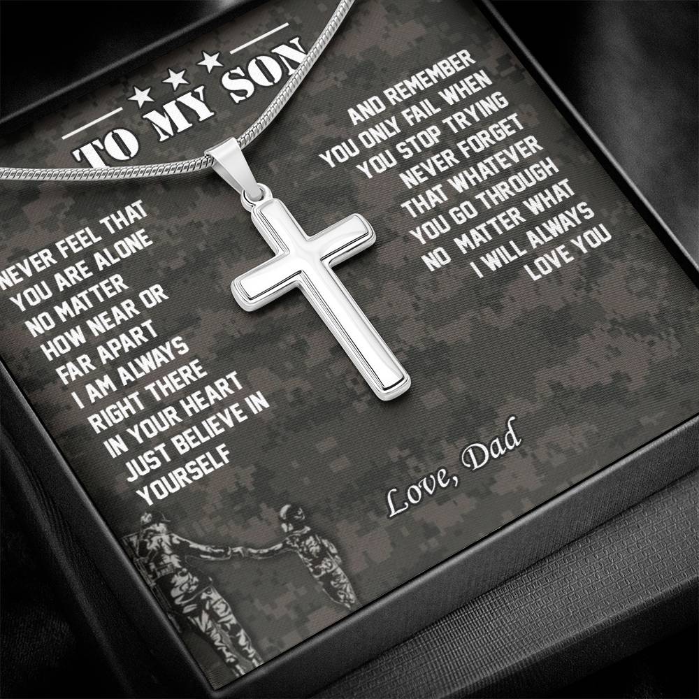 To My Son | I Will Always Love You - Stainless Steel Cross Necklace