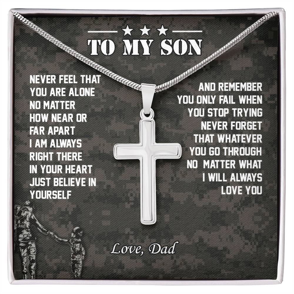 To My Son | I Will Always Love You - Stainless Steel Cross Necklace