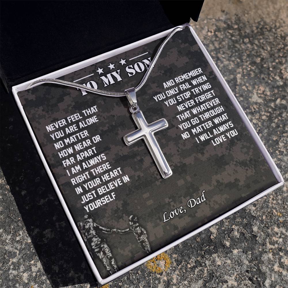 To My Son | I Will Always Love You - Stainless Steel Cross Necklace