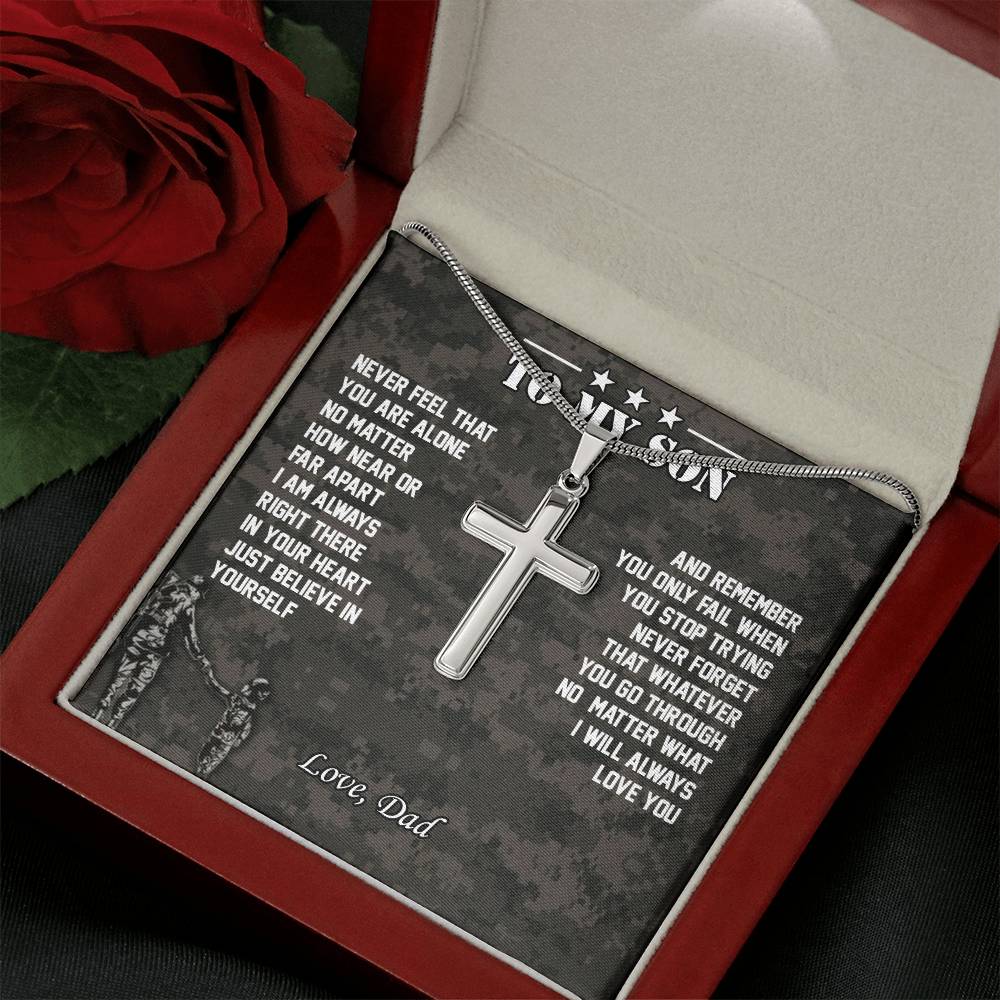 To My Son | I Will Always Love You - Stainless Steel Cross Necklace