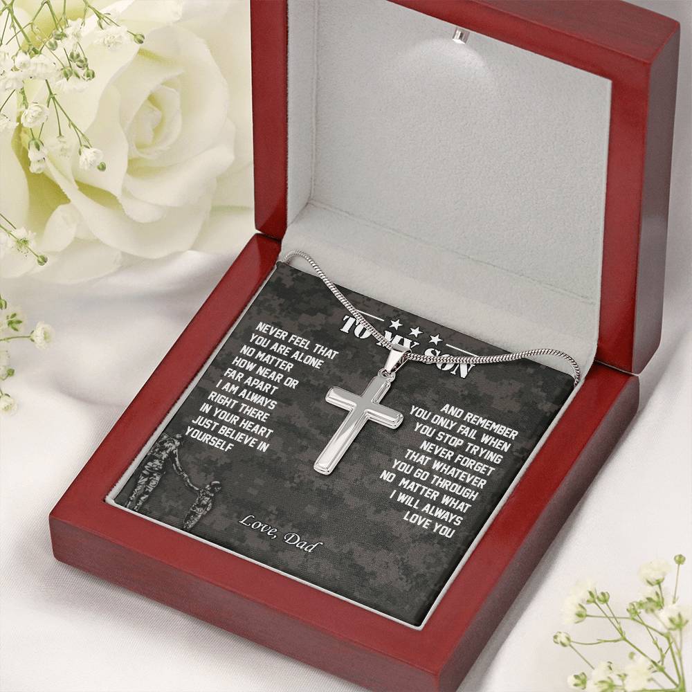 To My Son | I Will Always Love You - Stainless Steel Cross Necklace