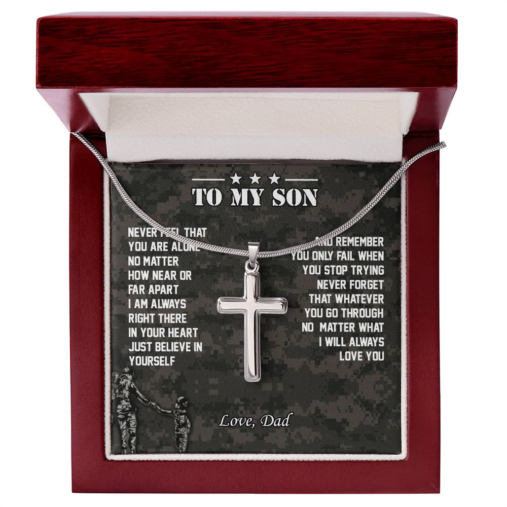 To My Son | I Will Always Love You - Stainless Steel Cross Necklace