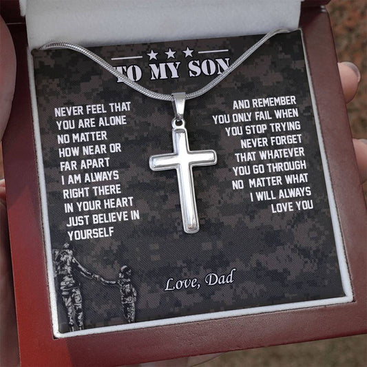 To My Son | I Will Always Love You - Stainless Steel Cross Necklace